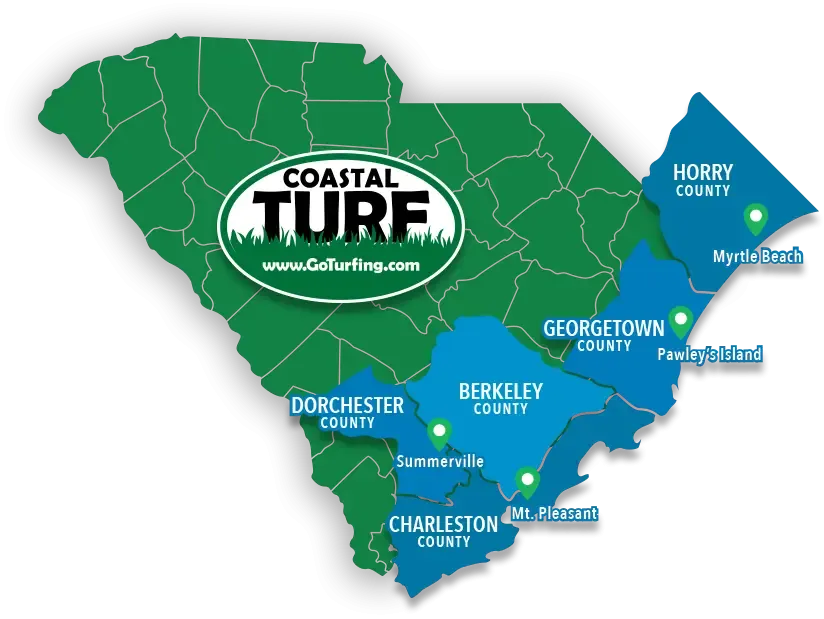 Coastal Turf Service Area Map South Carolina